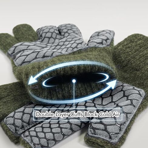 Riverruns Wool Fishing Gloves, 3-Cut Fingerless Winter Warm Gloves Men Women for Ice Fishing, Photography, Hunting & Hiking in Saudi Arabia
