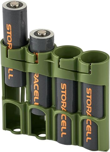 Storacell Slimline 18650-4 Military Green, Battery Storage Caddy and Dispenser, Holds 4 18650 Batteries (Not Included), Durable & Compact Design, The Original Battery Caddy, Made in USA. in Saudi Arabia