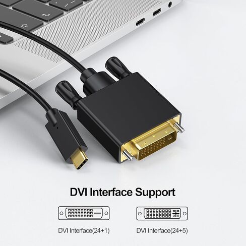 USB C to DVI Cable 4FT, USB C to DVI Adapter Compatible with Thunderbolt 3/4/5 for Monitor, MacBook Pro/Air, Laptop, iPhone 17/16, iPad Pro, Dell XPS, and More in Kuwait