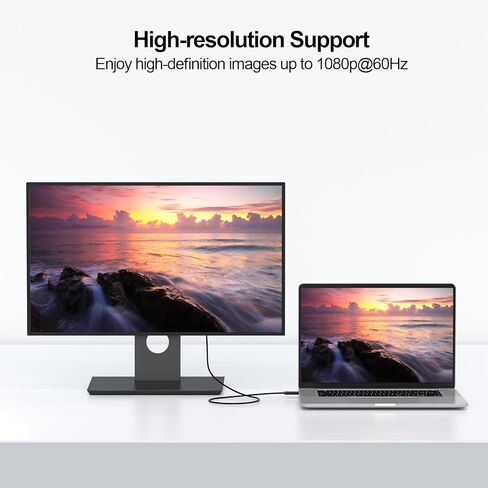 USB C to DVI Cable 4FT, USB C to DVI Adapter Compatible with Thunderbolt 3/4/5 for Monitor, MacBook Pro/Air, Laptop, iPhone 17/16, iPad Pro, Dell XPS, and More in Kuwait