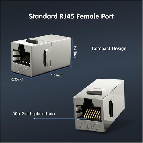 CAT7 CAT6A CAT6 مقرنة RJ45 مقرنة محمية، محمية أنثى إلى أنثى RJ45 مقرنة مستقيمة (2PCS، CAT6A STP) in Kuwait