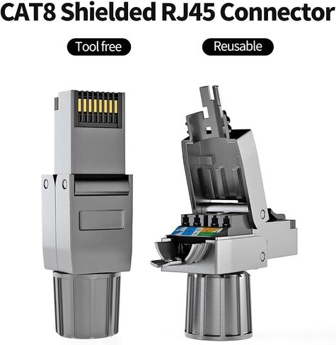 1 قطعة Cat8 Cat7 Cat6a موصل RJ45 خالية من الأدوات الصناعية إيثرنت مقبس بسيط محمية RJ45 وحدات إنهاء (CAT6A STP) in Kuwait