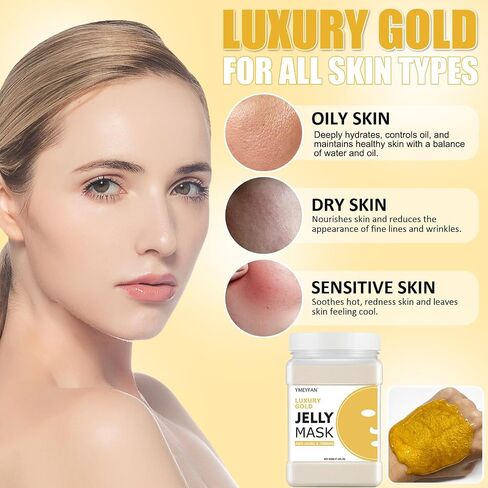 Jelly Mask for Facial Professional - 24K Gold Anti-Aging & Firming Hydrojelly Mask Powder, Hydrating Brighten Jelly Face Mask Skin Care, Natural Gel Peel Off Mask for Spa Salon Vajacial Mask 17.6Fl Oz in Kuwait