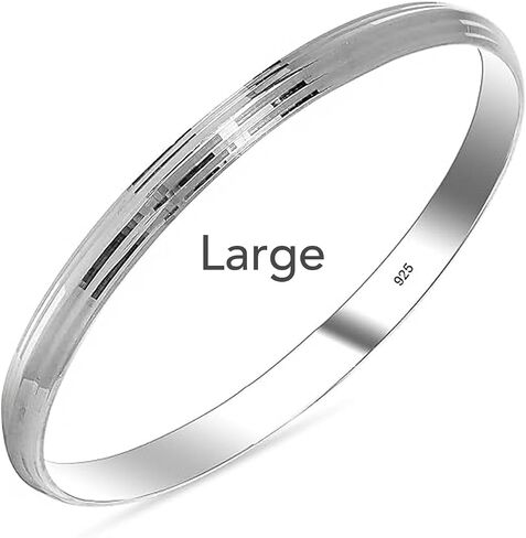 LeCalla 925 Sterling Silver Punjabi Sardar Kada for Men | 2.5mm Thick Liner Textured Sikh Kada for Men | Men's Kada Bangle Bracelet (ID : 2.5 Inch) in Saudi Arabia