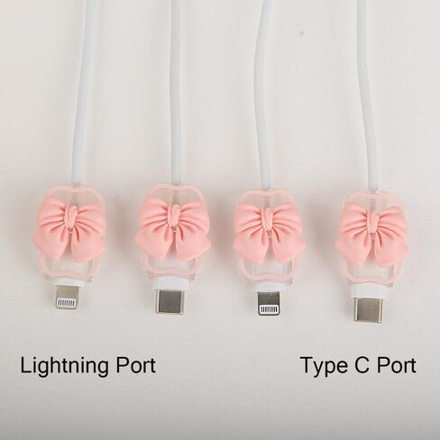 4 قطع من واقي توصيل الكابل، تصميم لطيف ثلاثي الأبعاد لربطة العنق من أجل Apple Lightning/Type-C، حافظات سلك رأس سلك البيانات، غطاء حماية كابلات شاحن مضادة للكسر، قوس أسود in Kuwait