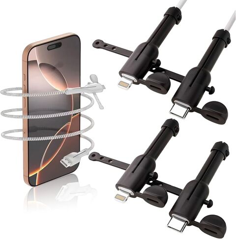 Rookii 2Pcs Data Cable Protector,Silicone Cord Saver Dustproof Storage Data Cable Winder 3 in 1 Anti-Break Protective Cover Compatible for iPhone,Android,Type-c Charger (ihpone-Android Black) in Kuwait