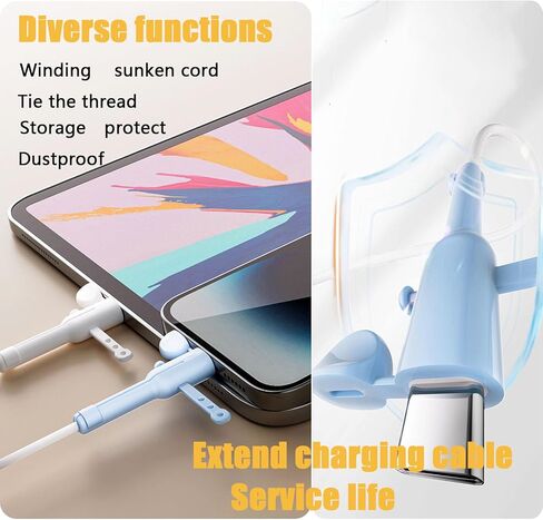 Rookii 2Pcs Data Cable Protector,Silicone Cord Saver Dustproof Storage Data Cable Winder 3 in 1 Anti-Break Protective Cover Compatible for iPhone,Android,Type-c Charger (ihpone-Android Black) in Kuwait