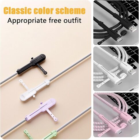Rookii 2Pcs Data Cable Protector,Silicone Cord Saver Dustproof Storage Data Cable Winder 3 in 1 Anti-Break Protective Cover Compatible for iPhone,Android,Type-c Charger (ihpone-Android Black) in Kuwait