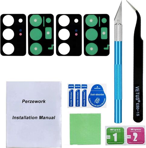 مجموعتان من قطع غيار زجاج عدسة الكاميرا الخلفية الخلفية لهاتف Samsung Galaxy S25 Ultra مقاس 6.9 بوصة مع لاصق مثبت مسبقًا ومجموعة أدوات إصلاح in Kuwait