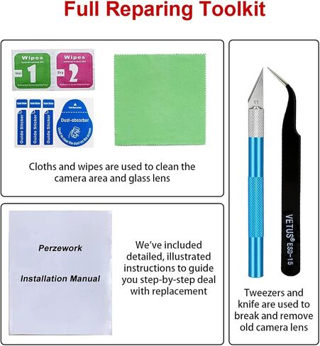مجموعتان من قطع غيار زجاج عدسة الكاميرا الخلفية الخلفية لهاتف Samsung Galaxy S25 Ultra مقاس 6.9 بوصة مع لاصق مثبت مسبقًا ومجموعة أدوات إصلاح in Kuwait