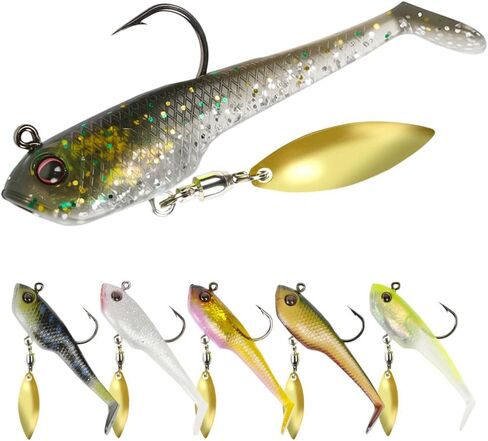 Pre-Rigged Soft Lures 2.3in - 6pcs Paddle Tail Jigs with Sharp High-Carbon Hooks | Saltwater/Freshwater Baits for Bass/Trout - Ready-to-Use Family Fishing Lures in Saudi Arabia