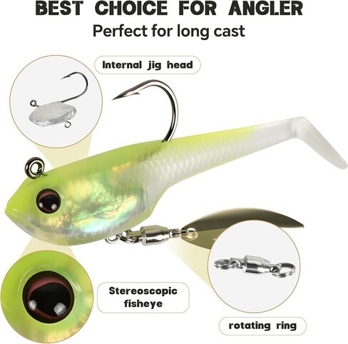Pre-Rigged Soft Lures 2.3in - 6pcs Paddle Tail Jigs with Sharp High-Carbon Hooks | Saltwater/Freshwater Baits for Bass/Trout - Ready-to-Use Family Fishing Lures in Saudi Arabia