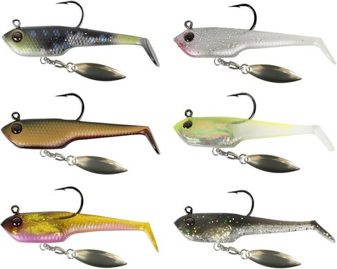Pre-Rigged Soft Lures 2.3in - 6pcs Paddle Tail Jigs with Sharp High-Carbon Hooks | Saltwater/Freshwater Baits for Bass/Trout - Ready-to-Use Family Fishing Lures in Saudi Arabia