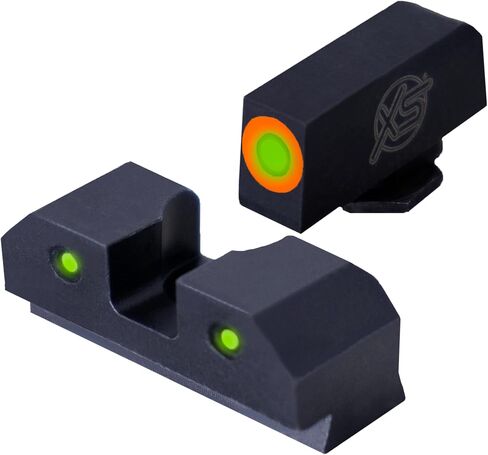 XS SIGHTS 3-Dot Tritium Night Sights، يناسب Glock Gen 1 - 5 + مسدسات MOS، مشهد أمامي برتقالي مضيء مزدوج مزود بنقطة توهج التريتيوم/الإضاءة الضوئية in Kuwait