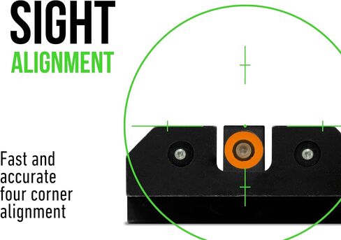 XS SIGHTS 3-Dot Tritium Night Sights، يناسب Glock Gen 1 - 5 + مسدسات MOS، مشهد أمامي برتقالي مضيء مزدوج مزود بنقطة توهج التريتيوم/الإضاءة الضوئية in Kuwait