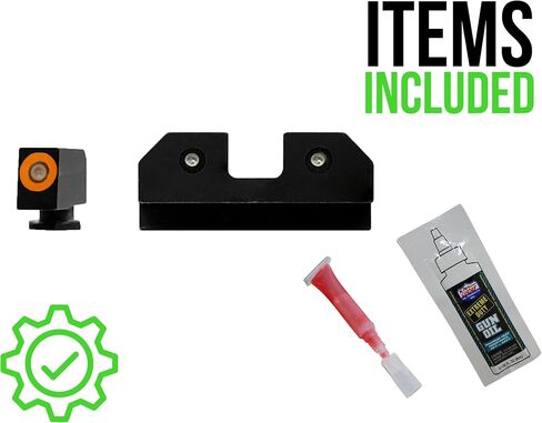 XS SIGHTS 3-Dot Tritium Night Sights، يناسب Glock Gen 1 - 5 + مسدسات MOS، مشهد أمامي برتقالي مضيء مزدوج مزود بنقطة توهج التريتيوم/الإضاءة الضوئية in Kuwait