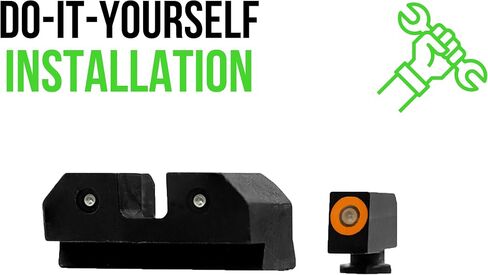 XS SIGHTS 3-Dot Tritium Night Sights، يناسب Glock Gen 1 - 5 + مسدسات MOS، مشهد أمامي برتقالي مضيء مزدوج مزود بنقطة توهج التريتيوم/الإضاءة الضوئية in Kuwait