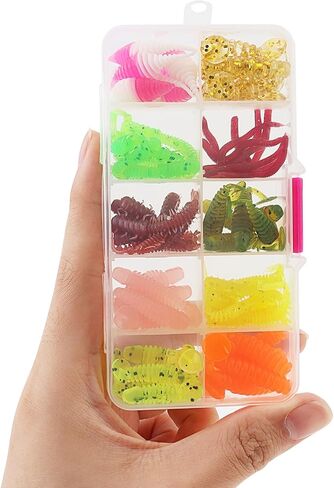 68pcs Fishing Topwater Lures Kits Mixed Artificial Baits Tackle Box, Soft Plastic Fishing Lures Baits Including Soft Worm Centipede for Bass Trout Walleye in Saudi Arabia