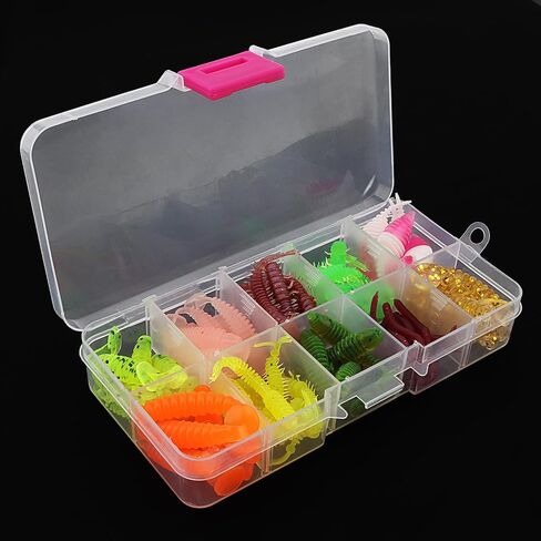 68pcs Fishing Topwater Lures Kits Mixed Artificial Baits Tackle Box, Soft Plastic Fishing Lures Baits Including Soft Worm Centipede for Bass Trout Walleye in Saudi Arabia