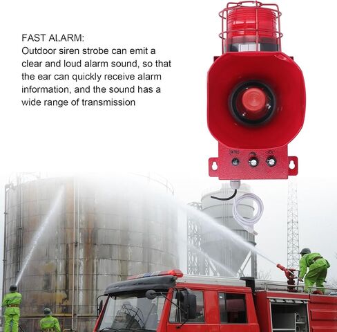 180dB Sound Light Alarm, 80W Frost Proof Energy Saving IP65 Industrial Siren Alarm Adjustable Volume with LED Lamp Beads for Emergency (US Plug 110V) in Saudi Arabia