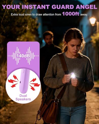 Personal Safety Alarm for Women - Waterproof Rechargeable Security Alarm - 140dB Extra Loud Siren with SOS Strobe Light - Self Defense Keychain for Women Girls Teens Seniors(Blue) in Saudi Arabia