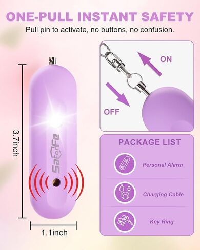 Personal Safety Alarm for Women - Waterproof Rechargeable Security Alarm - 140dB Extra Loud Siren with SOS Strobe Light - Self Defense Keychain for Women Girls Teens Seniors(Blue) in Saudi Arabia