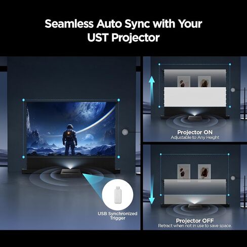 شاشة عرض NothingProjector ALR، 120 بوصة، رفض الضوء المحيط، 4K UHD، محرك كهربائي لارتفاع الأرضية مع جهاز تحكم عن بعد، أرضي لأجهزة عرض قصيرة جدًا، بدون تركيب NothPJ in Kuwait