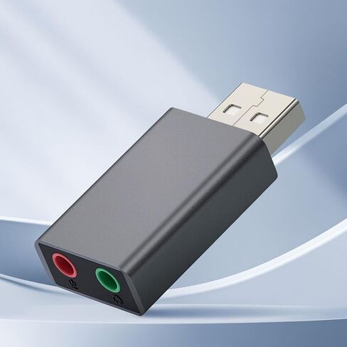 USB to Headset & Microphone Sound Card (Dual Port) - Plug-and-Play Audio Adapter with Separate Headphone Out & Mic in, Compatible with Windows/Mac/Linux in Saudi Arabia