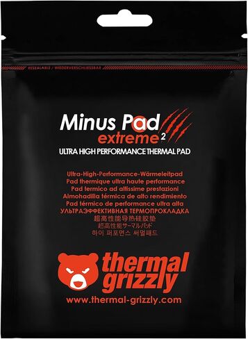 Thermal Grizzly Minus Pad Extreme 2 - وسادة حرارية عالية الأداء 100x100x1.0 مم - موصلية حرارية فائقة، غير تصلب - مثالية لوحدة معالجة الرسومات، SSD، ذاكرة الوصول العشوائي، وحدات التحكم بالألعاب in Saudi Arabia
