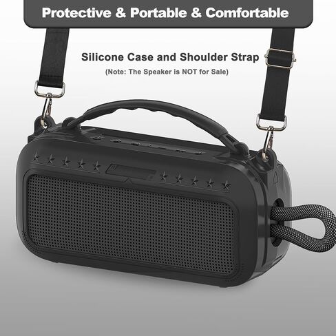 JCHPINE Silicone Cover Case for Bose SoundLink Plus Portable Bluetooth Speaker, Accessories for Bose SoundLink Plus Speaker Cover with Silicone Handle, with Shoulder Strap (Black Case) in Saudi Arabia