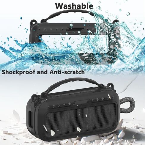 JCHPINE Silicone Cover Case for Bose SoundLink Plus Portable Bluetooth Speaker, Accessories for Bose SoundLink Plus Speaker Cover with Silicone Handle, with Shoulder Strap (Black Case) in Saudi Arabia