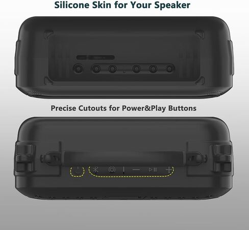 JCHPINE Silicone Cover Case for Bose SoundLink Plus Portable Bluetooth Speaker, Accessories for Bose SoundLink Plus Speaker Cover with Silicone Handle, with Shoulder Strap (Black Case) in Saudi Arabia