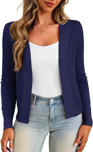 GoMamee Women's 3/4 Sleeve Cropped Cardigan Sweaters Open Front Bolero Short Shrugs S-XL in Saudi Arabia