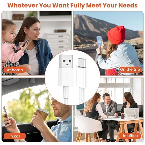 كابل USB إلى USB C مع CarPlay، [4 عبوات، 3FT&6FT] أسلاك شحن سريعة USBA إلى النوع C لهواتف iPhone 17/17 pro/17 pro max/17 air/16/16 Plus/16 Pro/16 Pro Max/16e/15، Pixel، Galaxy، Note in Kuwait