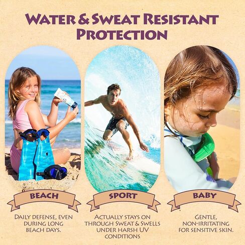 Kokua Sun Care SPF 50/80 Lotion Hawaiian Reef Safe Non Nano Zinc Oxide Sunscreen for Face & Body, Moisturizing Sun Protection Cream, Mineral Water Resistance, Cruelty Free, Natural Vegan Formula in Saudi Arabia