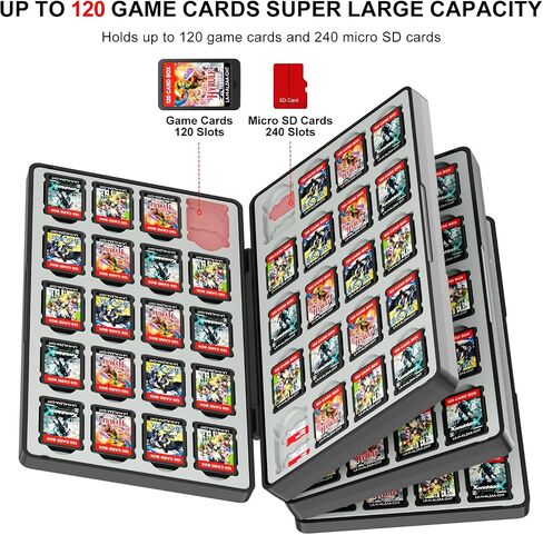 IEFROM 120 Switch Game Card Case for Nintendo Switch 2/Switch/OLED/Lite, Super Large Capacity with 120 Game Card Slots & 240 Micro SD Card Slots, Portable and Compact Travel Gaming Card Organizer in Saudi Arabia