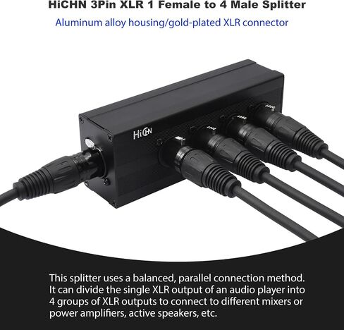 3Pin XLR 1 ذكر إلى 4 أنثى محول الفاصل، 4Way XLR مدخل واحد إلى أربعة مخرج اتصال متوازي محول، مدخل واحد إلى 4 محول الصوت DMX المخرج in Kuwait