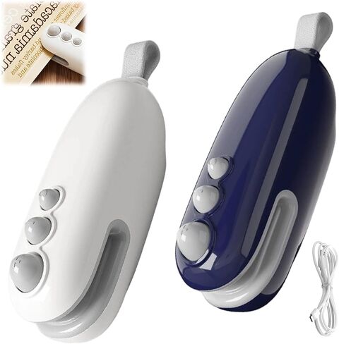 2Pack Mini Bag Sealer, 2 in 1Heat Sealer with Cutter and Magnet Rechargeable Food Bag Sealer, Portable handheld Plastic Bag Sealing Machine for Snacks, Chips, Food Freshness Storage (White+Blue) in Saudi Arabia