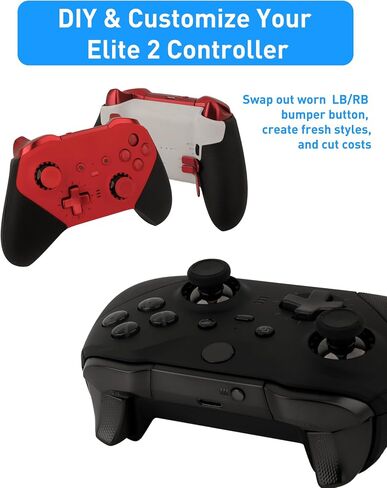 TOMSIN LB RB Bumper Button Replacement Kit for Xbox Elite Series 2 Controller, Shoulder Trigger Button Parts with Bluetooth Button and Tools(Black) in Saudi Arabia