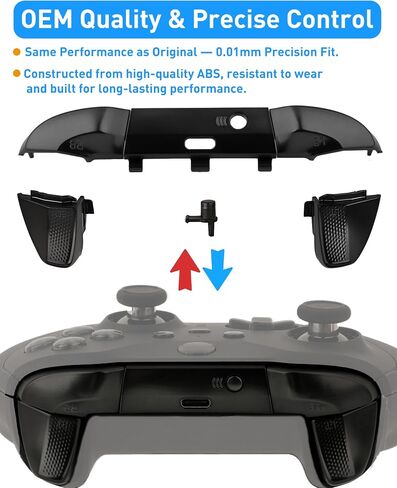 TOMSIN LB RB Bumper Button Replacement Kit for Xbox Elite Series 2 Controller, Shoulder Trigger Button Parts with Bluetooth Button and Tools(Black) in Saudi Arabia