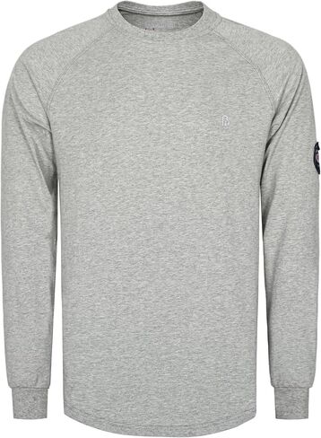 BOCOMAL Men's FR Shirts Long Sleeve Crewneck Fire Resistant 5.5oz Lightweight Cotton Work T Shirt CAT2 in Saudi Arabia