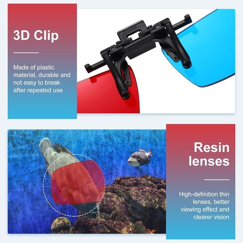MECCANIXITY Red Blue/Cyan 3D Clip-on Glasses, Anaglyph 3D Viewing Glasses Hanging Frame Square for Movies Theater Games TV Photos Projector in Saudi Arabia