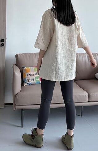 Minibee Women's 3/4 Sleeve Cotton Linen Jacquard Blouses Top T-Shirt in Saudi Arabia