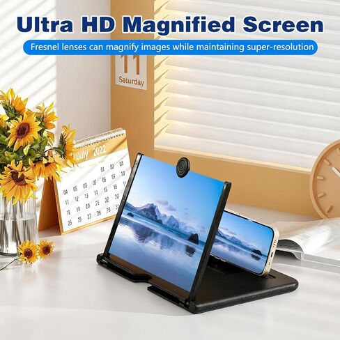 Screen Magnifier Version,3D HD Mobile Phone Magnifier Screen for Movies,Videos and Gaming,Foldable Screens Amplifier Stand,Compatible with All Smartphones (12 inch) in Saudi Arabia