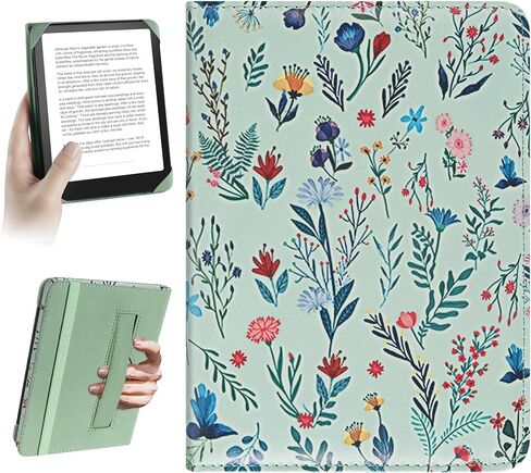 Universal Case for 6 inch Kindle eReader Compatible with Paperwhite(2015/2018)/Pocketbook and Tolino/Kobo Clara HD,6" eReader Protective Case Cover Elastic Rope,White Flowers in Saudi Arabia
