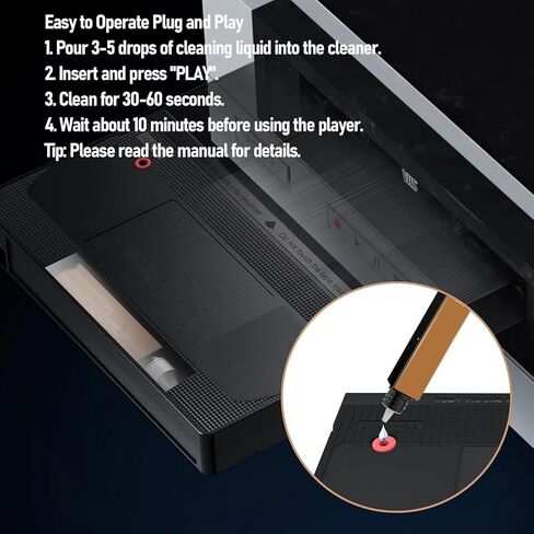 منظف ​​رأس Yoidesu VCR، منظف رأس فيديو VHS، منظف كامل بتقنية الرطب، قابل لإعادة الاستخدام حتى 50 مرة، سهل الاستخدام، تنظيف آمن، لمشغل VCR VHS in Saudi Arabia