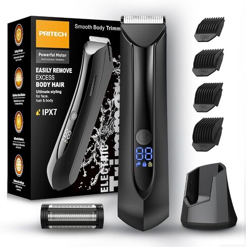 Body Hair Trimmer for Men Pubic Hair Trimmer - Wet/Dry Ball Trimmer with Ceramic Blade, Rechargeable Body Groomer for Men with Standing Recharge Dock, Cordless Groin Hair Trimmer for Men Manscaping in Saudi Arabia