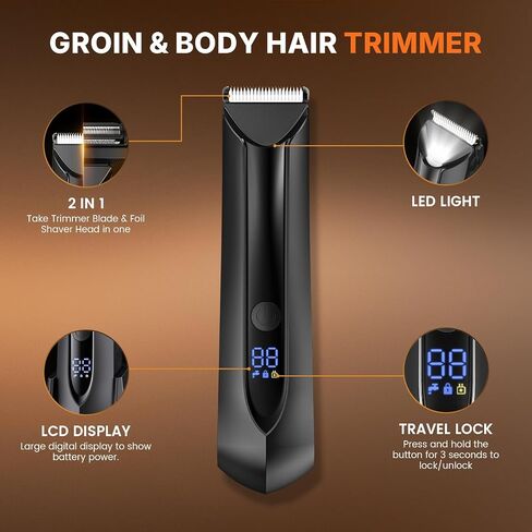 Body Hair Trimmer for Men Pubic Hair Trimmer - Wet/Dry Ball Trimmer with Ceramic Blade, Rechargeable Body Groomer for Men with Standing Recharge Dock, Cordless Groin Hair Trimmer for Men Manscaping in Saudi Arabia