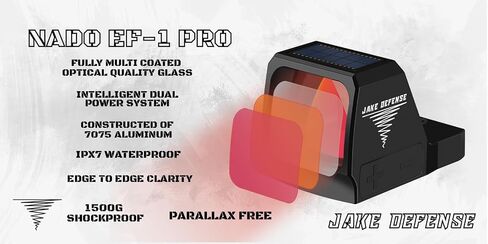 NADO EF-1 PRO, Solar Powered, Motion Shake Awake Multi-Reticle for RMR Cut Footprint, Shockproof and Waterproof Red Dot Sight, Open Reflex Optics with Picatinny Base. in Saudi Arabia