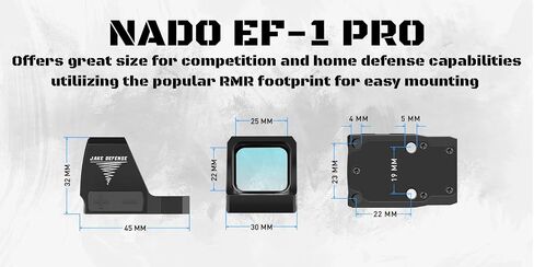 NADO EF-1 PRO, Solar Powered, Motion Shake Awake Multi-Reticle for RMR Cut Footprint, Shockproof and Waterproof Red Dot Sight, Open Reflex Optics with Picatinny Base. in Saudi Arabia